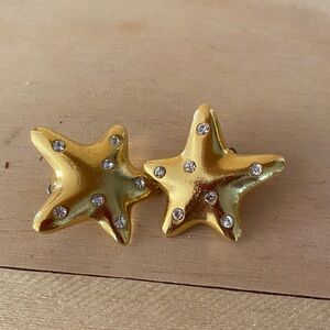 80s Piscitelli Gold star clip statement sunglasses with Rhinestones